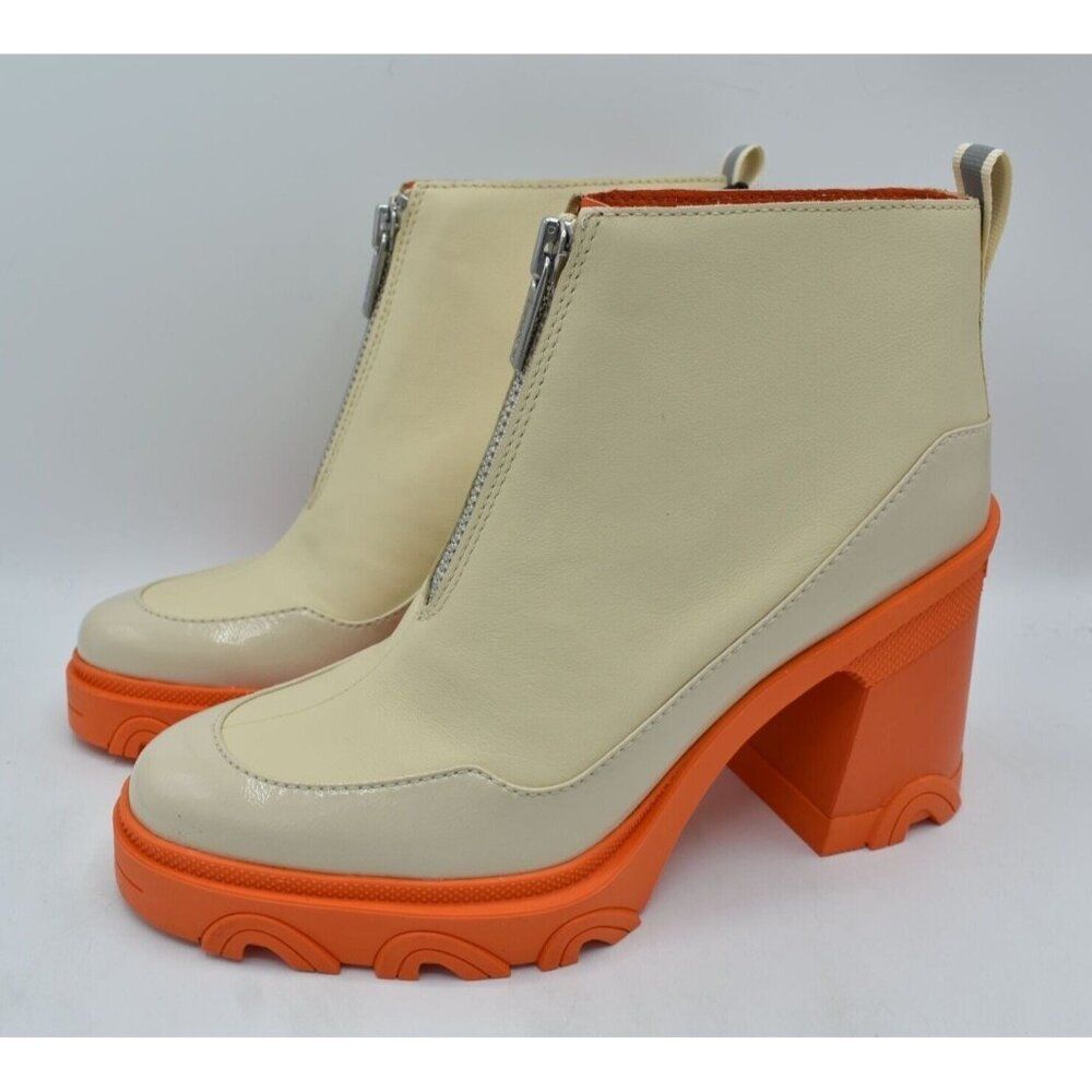 Sorel Women Size 11‎ Brex Zip Bleached Ceramic Orange Waterproof Heeled Boots